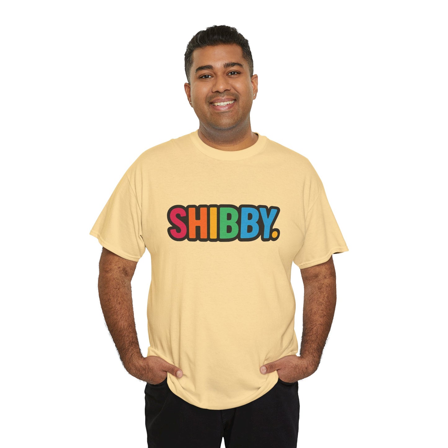 Shibby Rainbow Logo Tee — Retro Colorful Graphic T‑Shirt