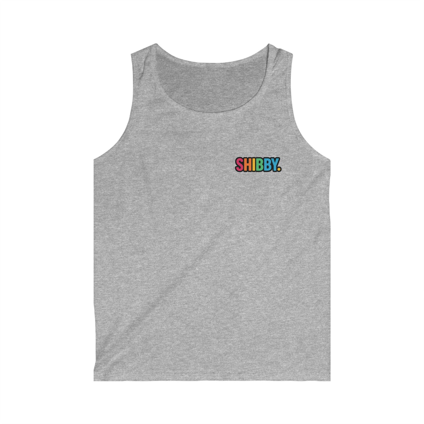 Colorful Shibby Men's Softstyle Tank Top, Casual Summer Wear, Beach Day Shirt, Unique Graphic Tank, Gift for Friends