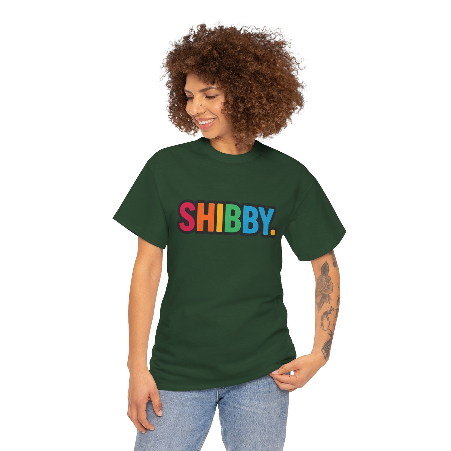 Shibby Rainbow Logo Tee — Retro Colorful Graphic T‑Shirt