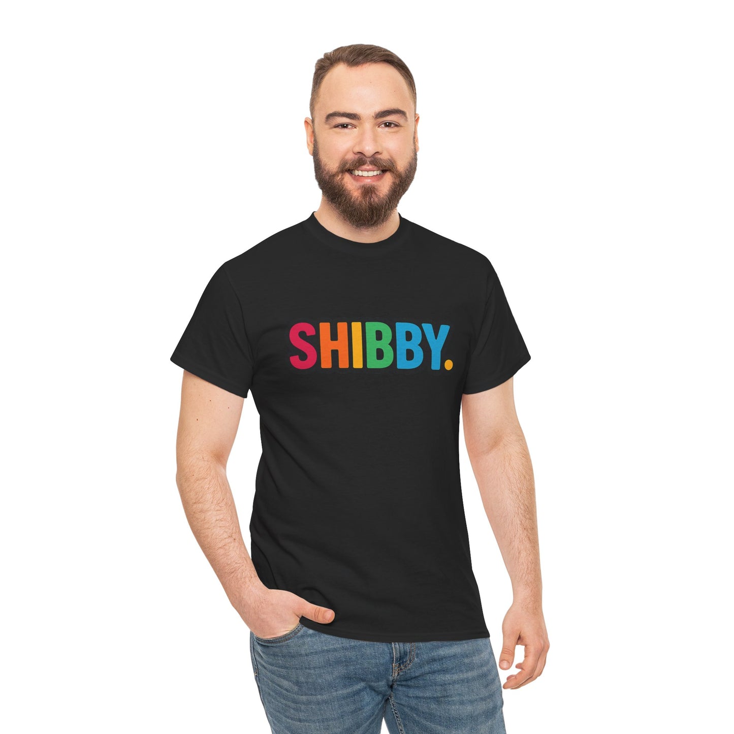 Shibby Rainbow Logo Tee — Retro Colorful Graphic T‑Shirt