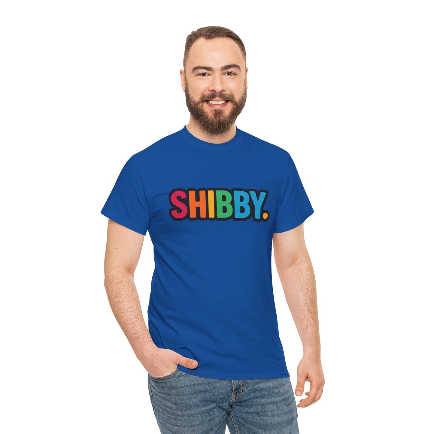 Shibby Rainbow Logo Tee — Retro Colorful Graphic T‑Shirt