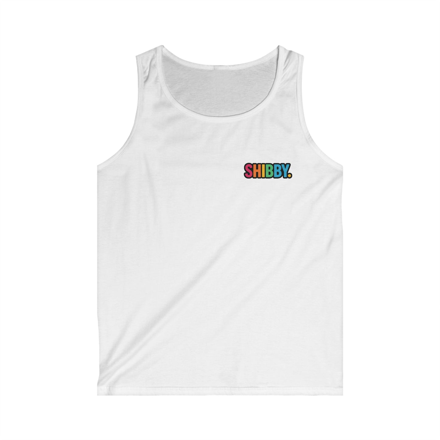 Colorful Shibby Men's Softstyle Tank Top, Casual Summer Wear, Beach Day Shirt, Unique Graphic Tank, Gift for Friends