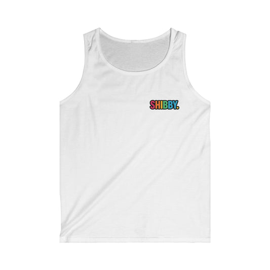 Colorful Shibby Men's Softstyle Tank Top, Casual Summer Wear, Beach Day Shirt, Unique Graphic Tank, Gift for Friends