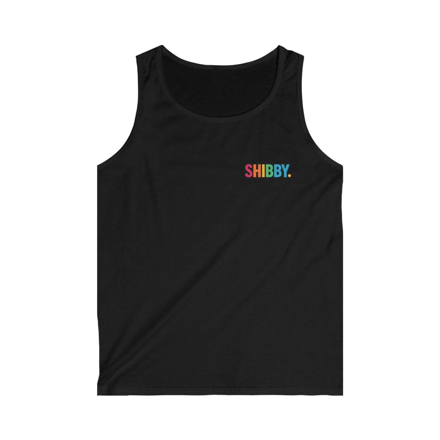 Colorful Shibby Men's Softstyle Tank Top, Casual Summer Wear, Beach Day Shirt, Unique Graphic Tank, Gift for Friends
