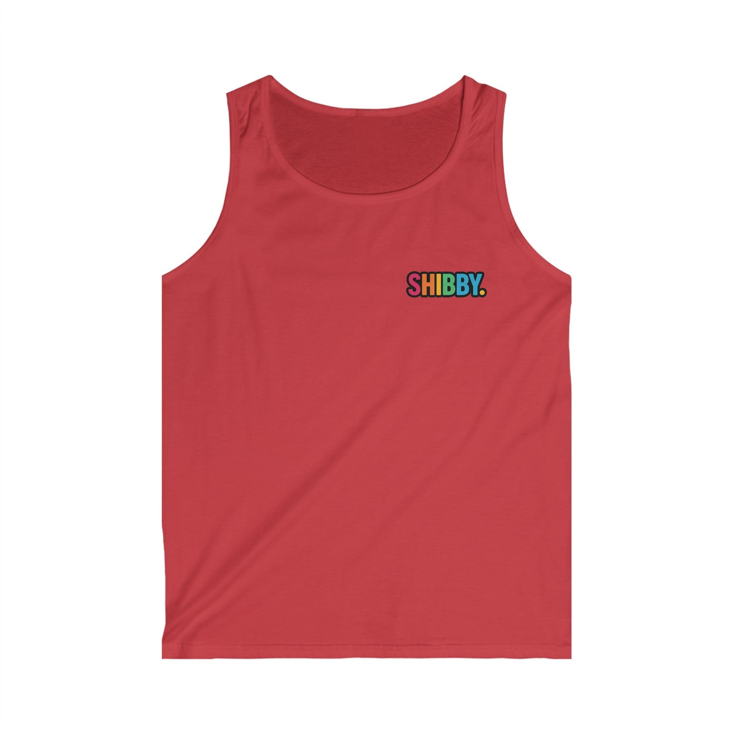 Colorful Shibby Men's Softstyle Tank Top, Casual Summer Wear, Beach Day Shirt, Unique Graphic Tank, Gift for Friends