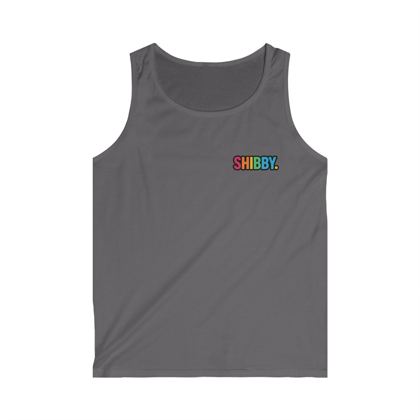 Colorful Shibby Men's Softstyle Tank Top, Casual Summer Wear, Beach Day Shirt, Unique Graphic Tank, Gift for Friends