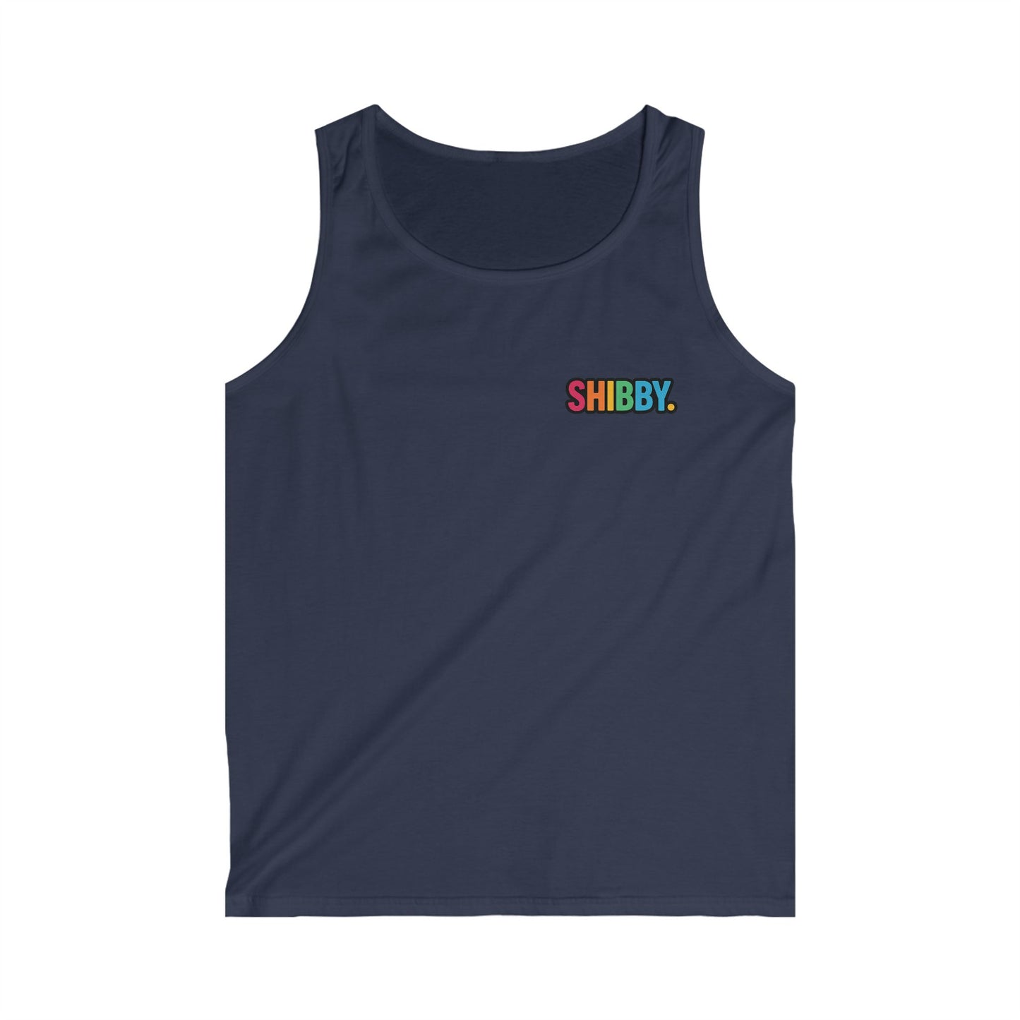 Colorful Shibby Men's Softstyle Tank Top, Casual Summer Wear, Beach Day Shirt, Unique Graphic Tank, Gift for Friends