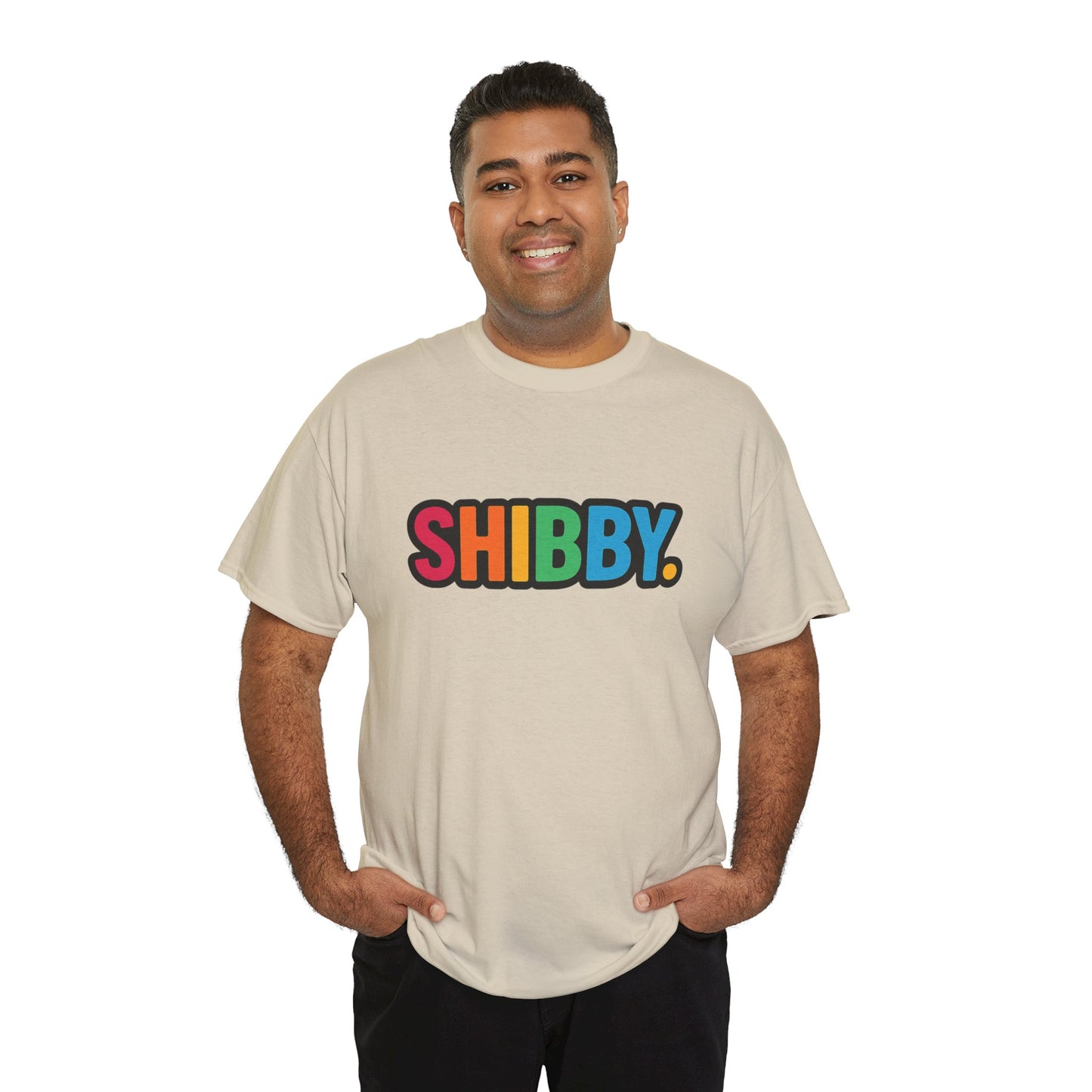 Shibby Rainbow Logo Tee — Retro Colorful Graphic T‑Shirt
