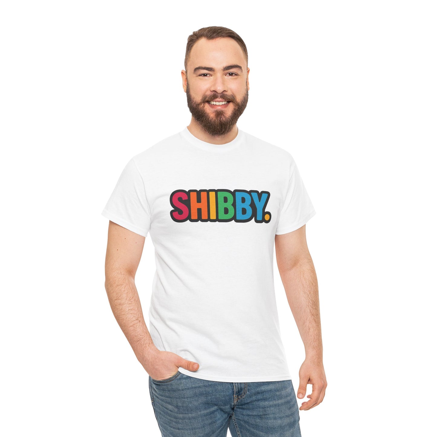 Shibby Rainbow Logo Tee — Retro Colorful Graphic T‑Shirt