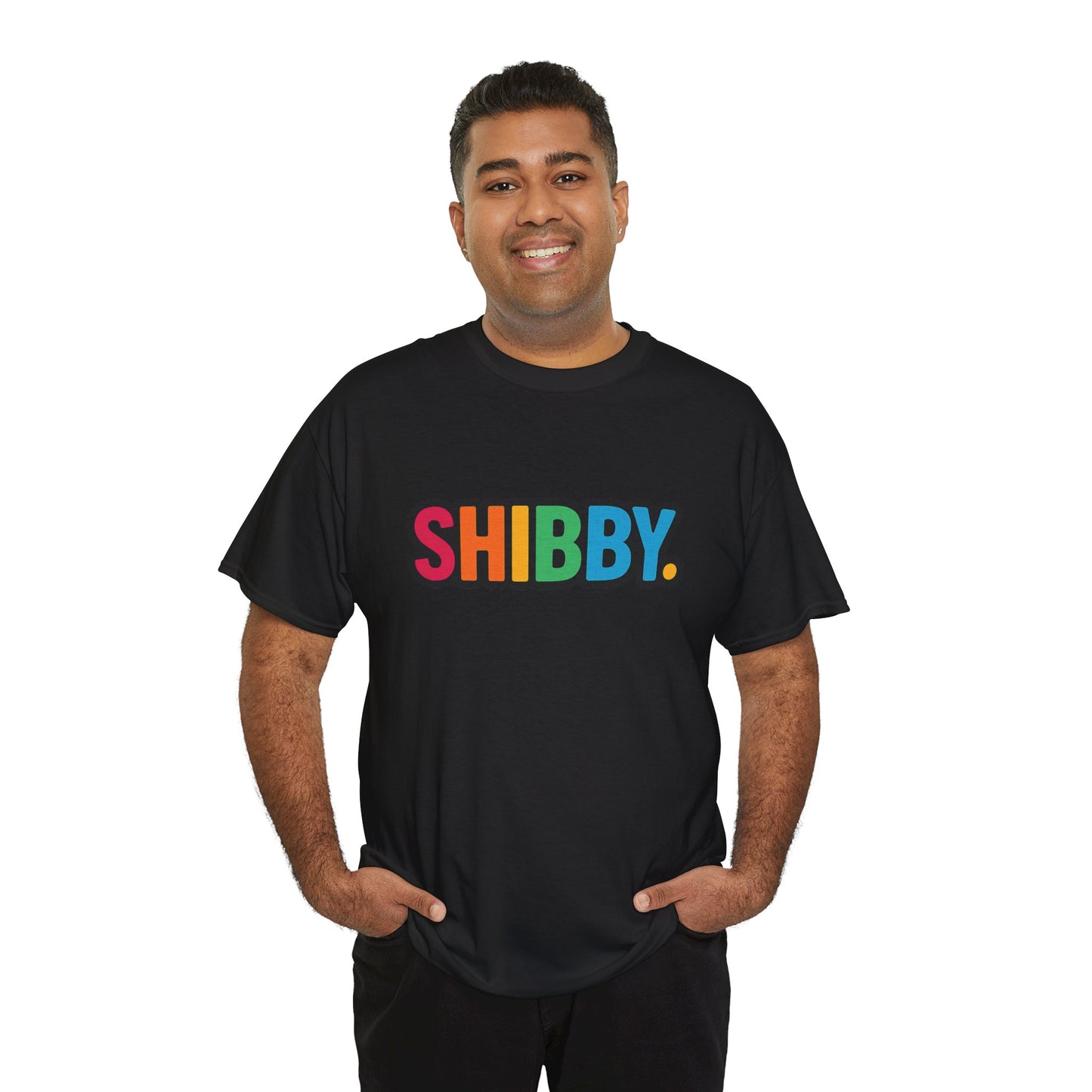 Shibby Rainbow Logo Tee — Retro Colorful Graphic T‑Shirt