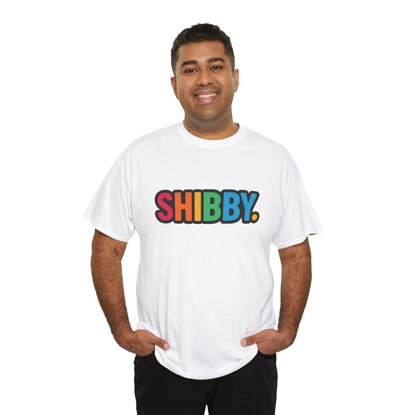 Shibby Rainbow Logo Tee — Retro Colorful Graphic T‑Shirt